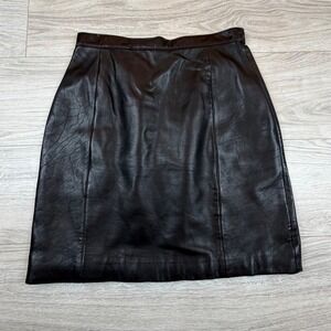 Vintage Rock Punk Y2K MS. MAXIMA Wilsons Leather Black‎ A Line Mini Skirt Sz 10